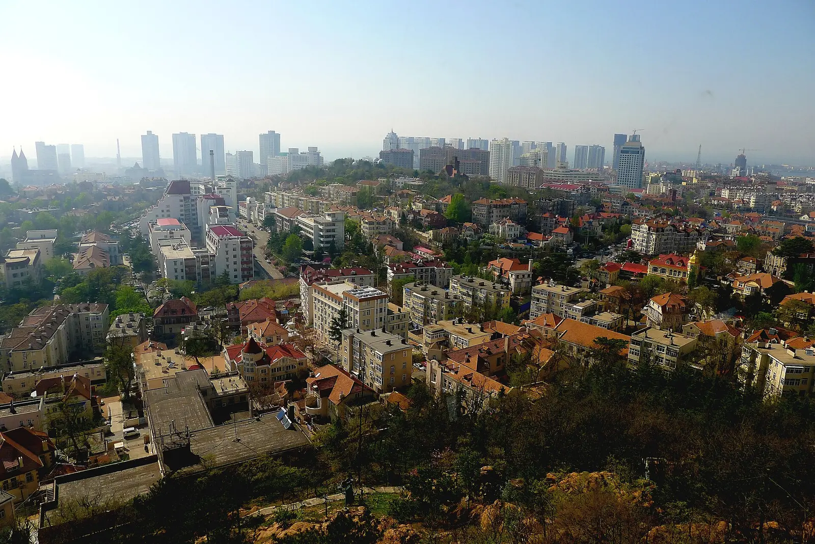 Qingdao coastal cityscape and historic red-roofed neighbourhoods